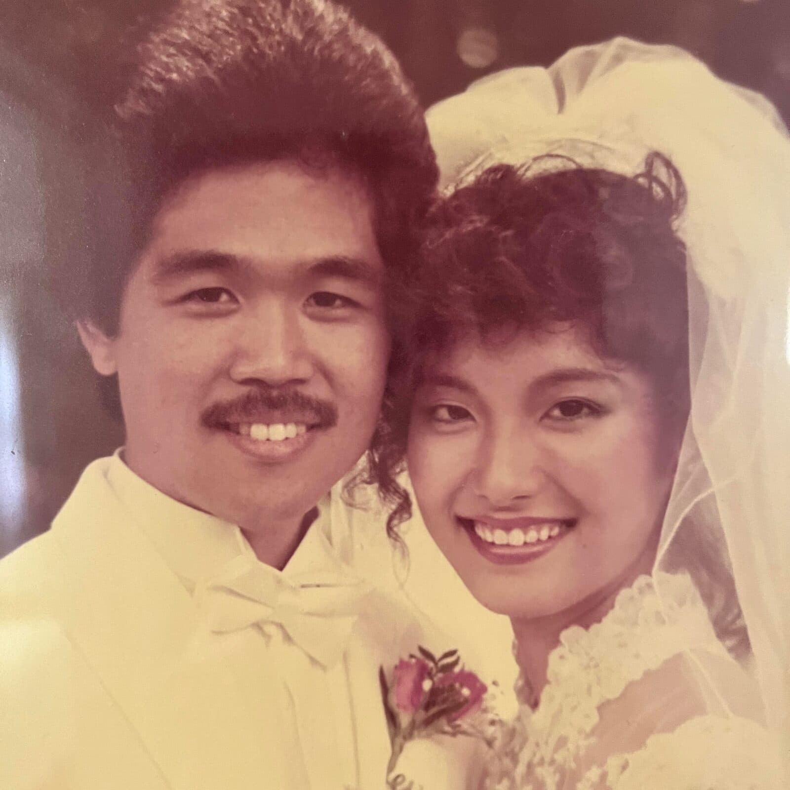 Michele and Rob on their wedding day, 1984.