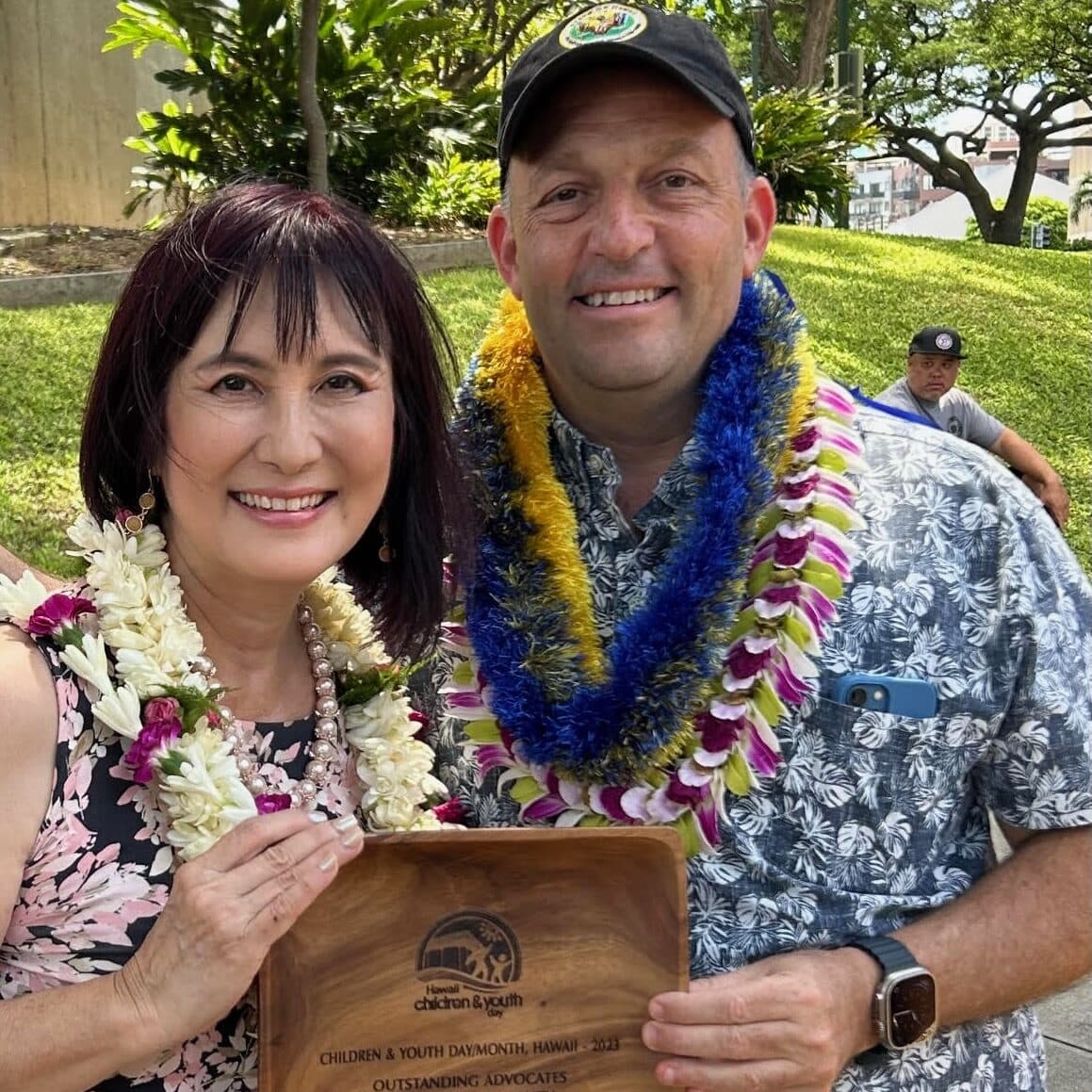 Michele receiving the Outstanding Advocate award, 2023.